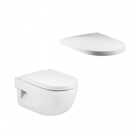 Roca Meridian N zestaw miska WC wisząca 56 cm biała z deską wolnoopadającą A346247000+A8012A2004 - 488465_O1