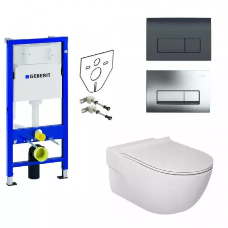 Geberit Roca Meridian Zestaw Miska WC wisząca z deską w/o i stelażem Geberit Duofix Basic (A34H242000 +111.170.00.1 +115.119.21.1) - 522591_O1