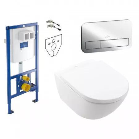 Villeroy ViConnect Subway 3.0 Zestaw stelaż podtynkowy, Miska WC z deską w/o przycisk (92246100+92249061+4670TS01) - 540553_O1