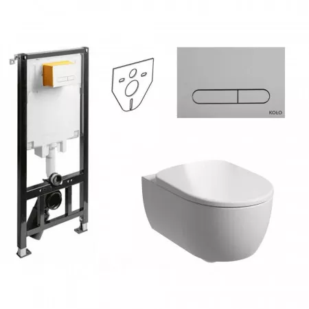 Koło Slim2 Koło Modo Zestaw Stelaż podtynkowy z Miska WC wiszącą i deską wolnoopadającą (99640000 + 94183002 + L39123000) - 571592_O1