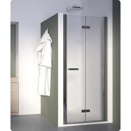 Sanswiss Ronal Swing-Line F drzwi składane dwuczęściowe do ścianki lub wnęki lewe 75 profil srebrny mat, szkło pas satynowy - 498938_O1