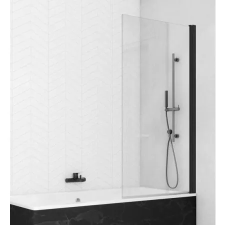 SanSwiss Solino Black Parawan nawannowy 85x140 cm profil czarny mat, szkło przezroczyste - 782299_O1