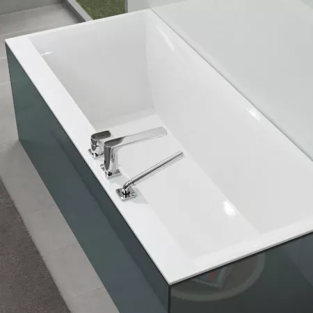 Villeroy & Boch Squaro Edge 12 Wanna 160x75 prostokątna przelew i nóżki w komplecie biała - 472602_O1