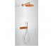 Tres Block System kompletny zestaw prysznicowy podtynkowy termostatyczny 2-drożny deszczownica średnica 300 mm pomarańczowy