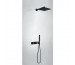 Tres Block System kompletny zestaw prysznicowy podtynkowy termostatyczny 2-drożny deszczownica 300x300 mm czarny matowy