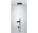 Tres 3V kompletny zestaw wannowo-prysznicowy podtynkowy 3-drożny deszczownica średnica 380 mm z wylewką do wanny czarny matowy