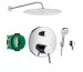 Hansgrohe Talis S bateria, Zestaw prysznicowy podtynkowy, deszczownica Slim 30cm (26691400 + 27454000 + 32475000 + 01800180 + Slim R30) chrom