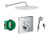 Hansgrohe Select bateria, Zestaw prysznicowy podtynkowy term, deszczownica Slim 30cm (26457000 + 26691400 + 15763000 + 01800180 + Slim R30) chrom