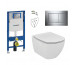 Geberit Ideal Standard Tesi Zestaw Stelaż podtynkowy z miską WC wiszącą bezrantową AquaBlade i deską w/o (111.320.00.5 + 115.883.KH.1 + T007901 + T352701)