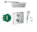 Hansgrohe Ecostat Square bateria, Zestaw prysznicowy podtynkowy, deszczownica Slim 30x30cm (26691400 + 26457000 + 01800180 + 15714000 + Slim Q30)