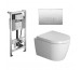 Duravit ME by Starck Zestaw 4w1: Stelaż z przyciskiem, miską WC wiszącą 48cm HygieneGlaze i deską w/o (WD1011+WD5001021+2530092+002019)