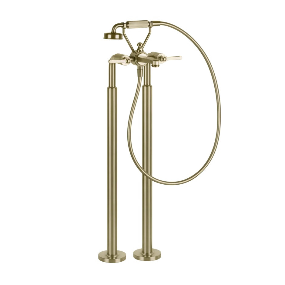 Gessi Venti20 bateria wannowa wolnostojąca z przełącznikiem automatycznym Brass Brushed PVD