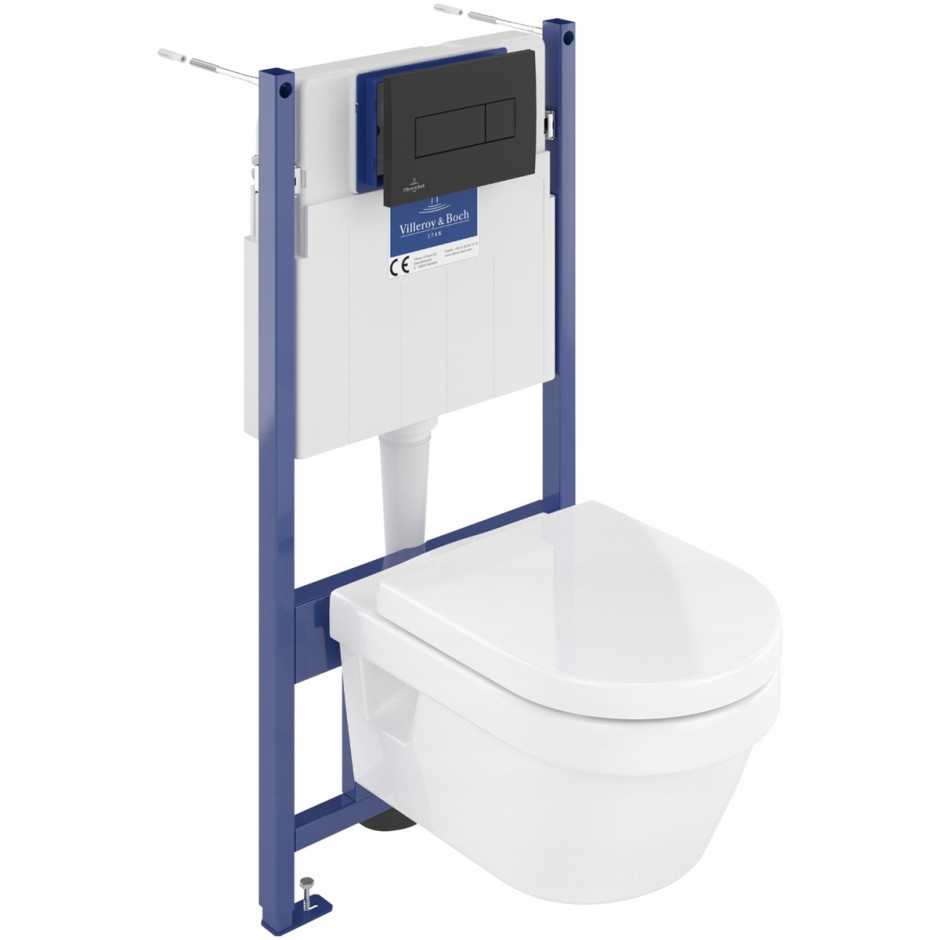 Villeroy & Boch ViConnect Stelaż do wc wiszącego z przyciskiem czarny mat ViConnect