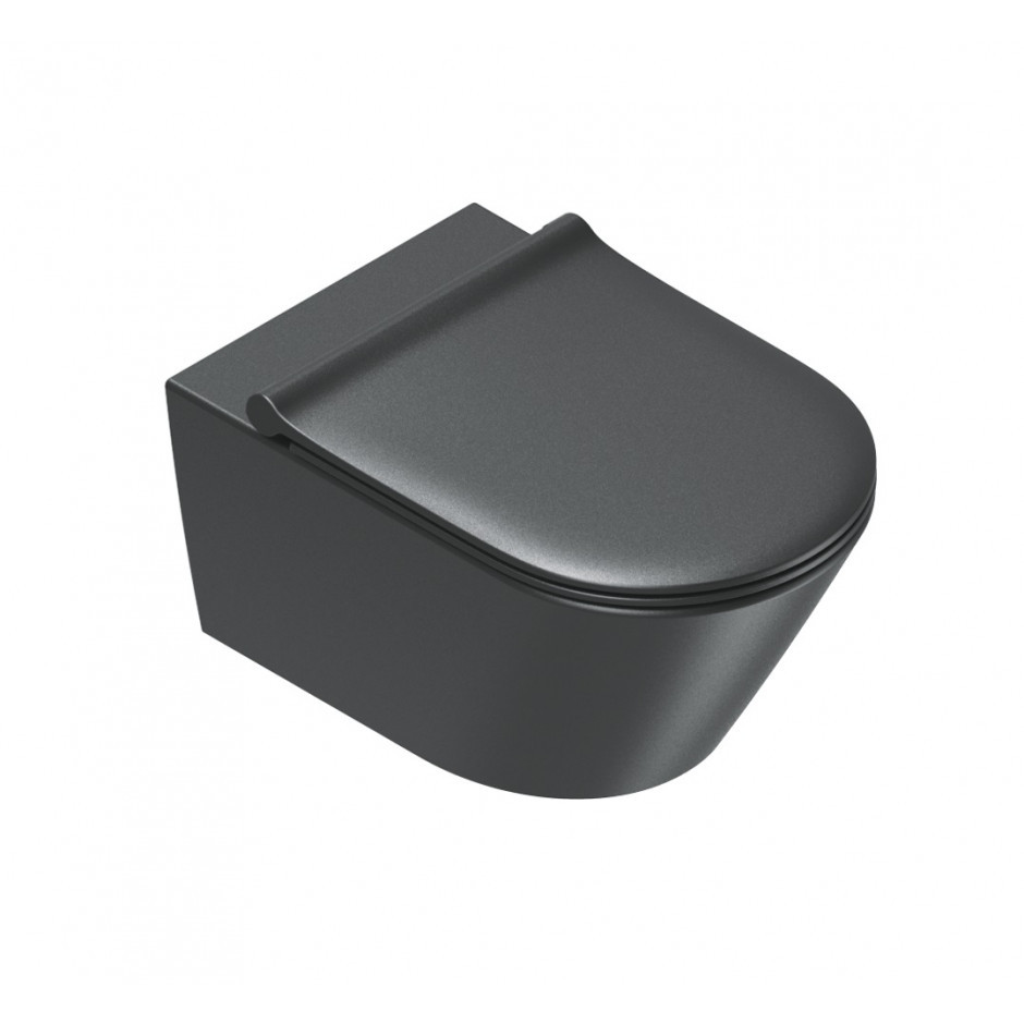 Catalano Zero Miska wisząca 55cm NewFlush + Deska w/o 0111550022 + 0551200022 czarny mat