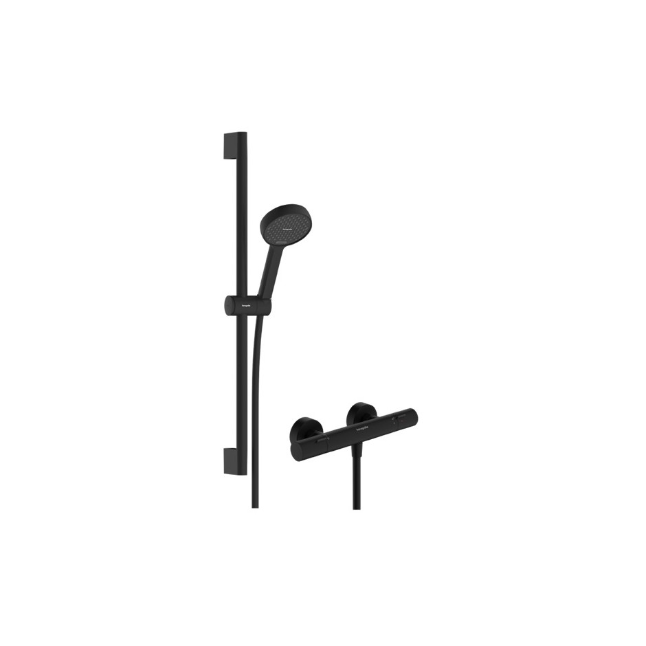 Hansgrohe Activera Select S System prysznicowy 95 2jet EcoSmart z drążkiem 65 cm i term. Ecostat Fine, natynkowy Czarny Matowy