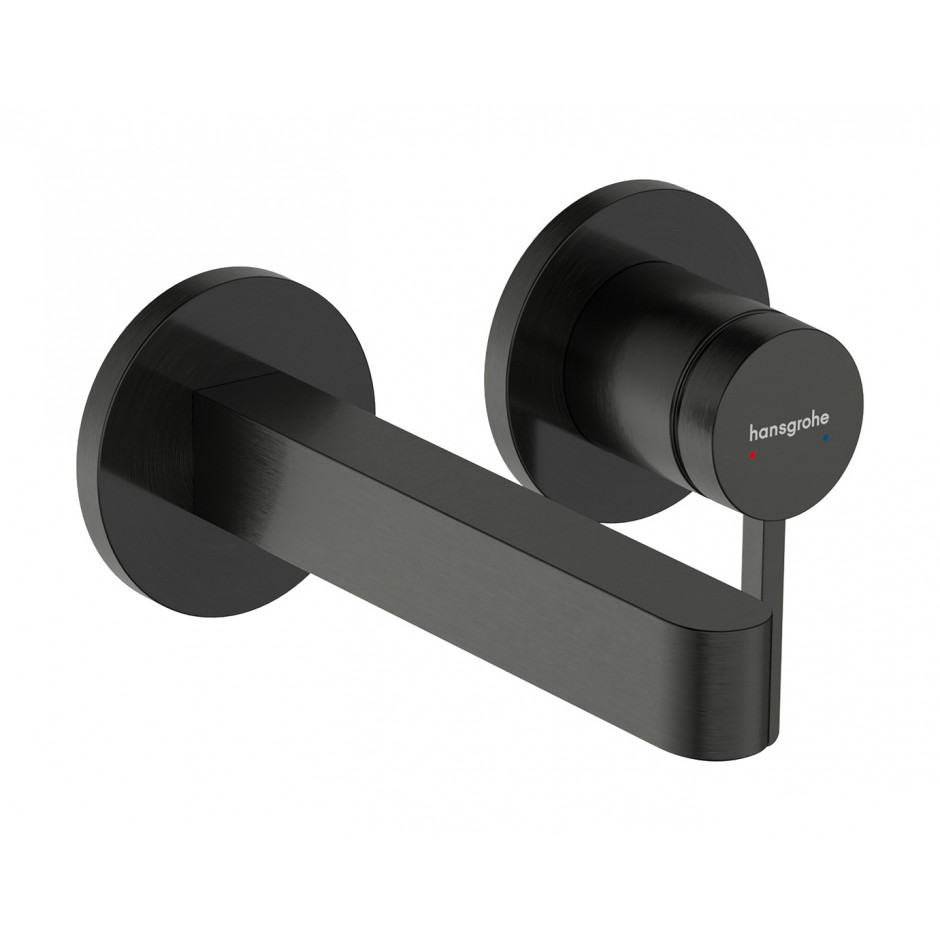 Hansgrohe Finoris bateria umywalkowa z wylewką 16,8 cm, ścienna, podtynkowa Czarny Chrom Szczotkowany
