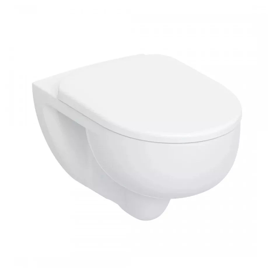 Geberit Zestaw wiszącej miski WC Selnova, lejowa, TurboFlush, z deską sedesową: T:54cm, w\o, Zawiasy wypinane, Mocowanie od góry, Biały