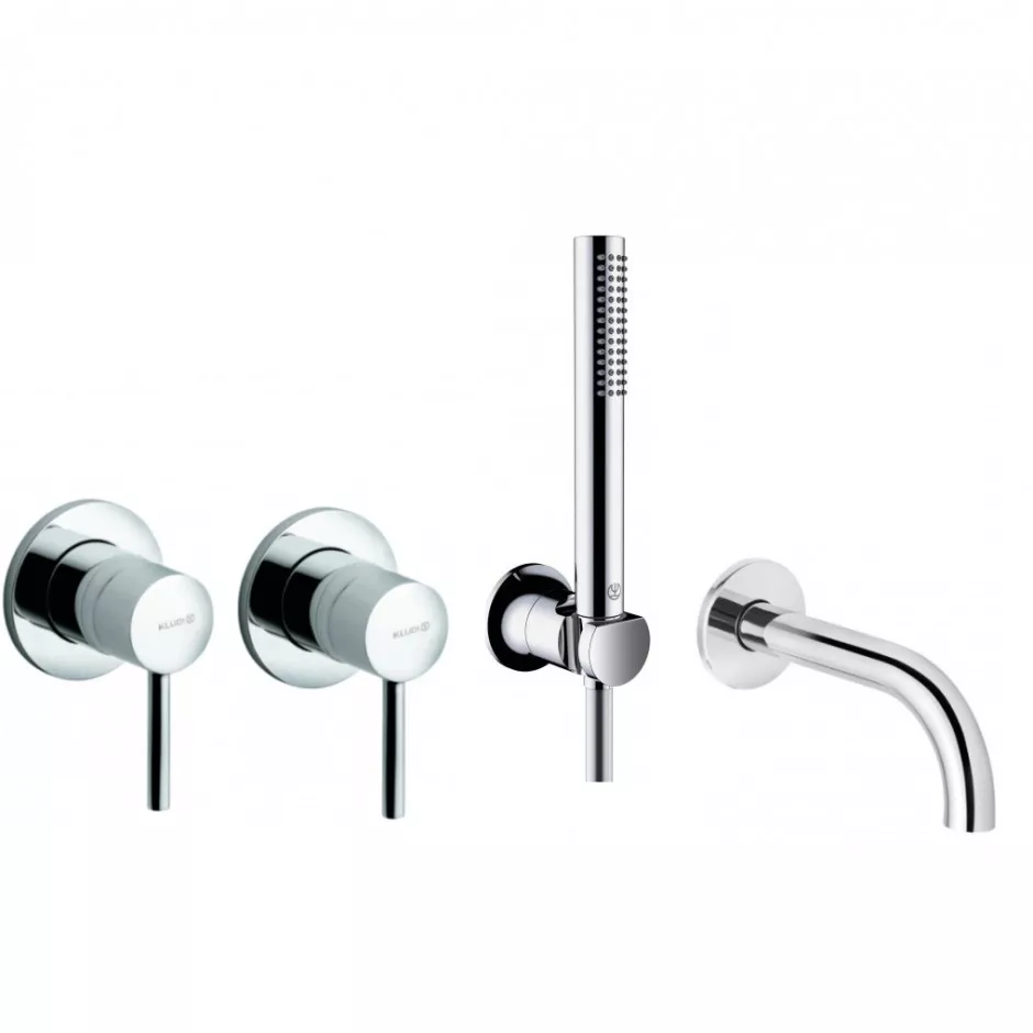 Kludi Bozz bateria wannowa podtynkowa 4-otwry z wylewką (389250576 +38826N +3850505) chrom