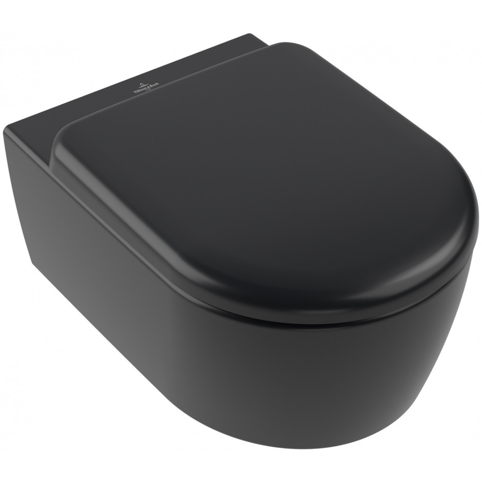 Villeroy & Boch Skyla Miska WC wiąca z deską TwistFlush Pure Black CeramicPlus