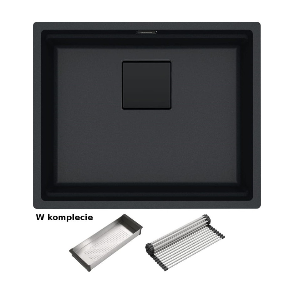 Franke Zlewozmywak podblatowyy Fragranit Kanon KNG 110-52 Onyx / Czarny odpływ