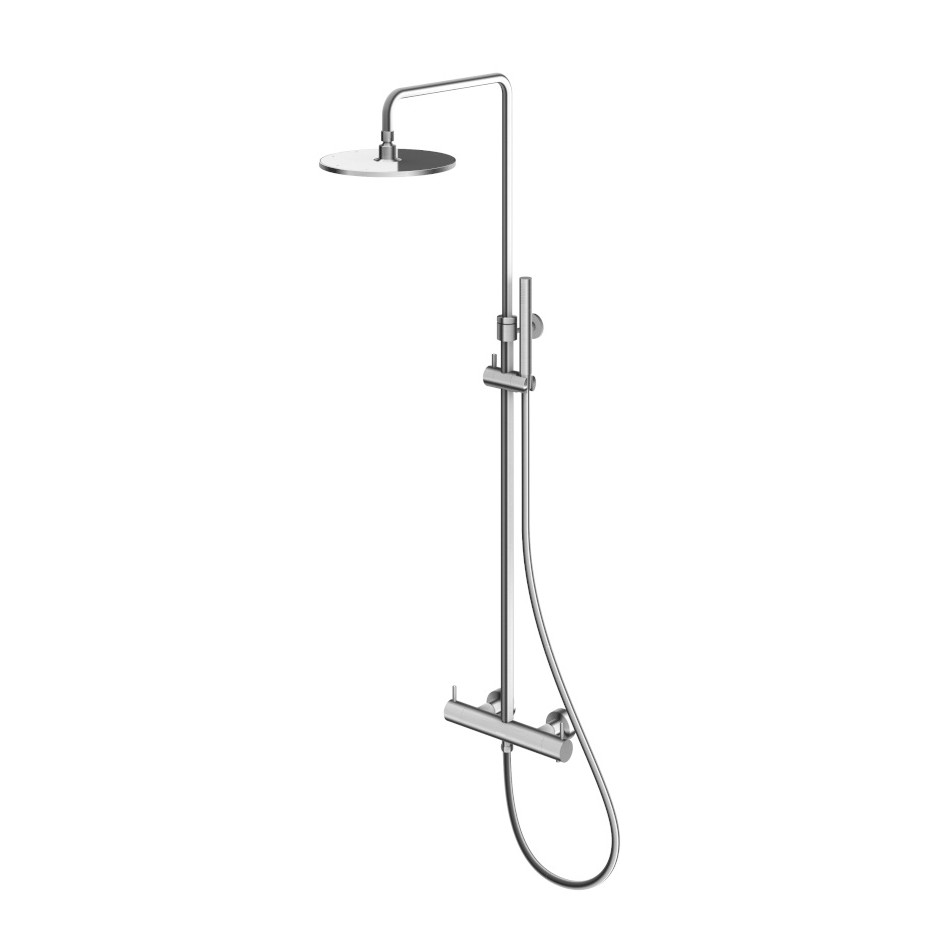 Kohlman Axel Brushed Nickel Zestaw prysznicowy z bateria termostatyczną natynkowy
