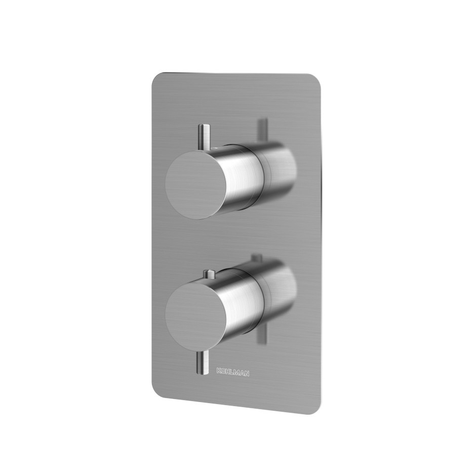 Kohlman Axel Brushed Nickel Termostatyczna podtynkowa bateria wannowo-prysznicowa z trzema wyjściami