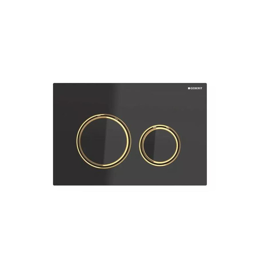 Geberit Sigma21 Przycisk uruchamiający, szkło czarne, pierścienie: mosiądz - 818968_O1