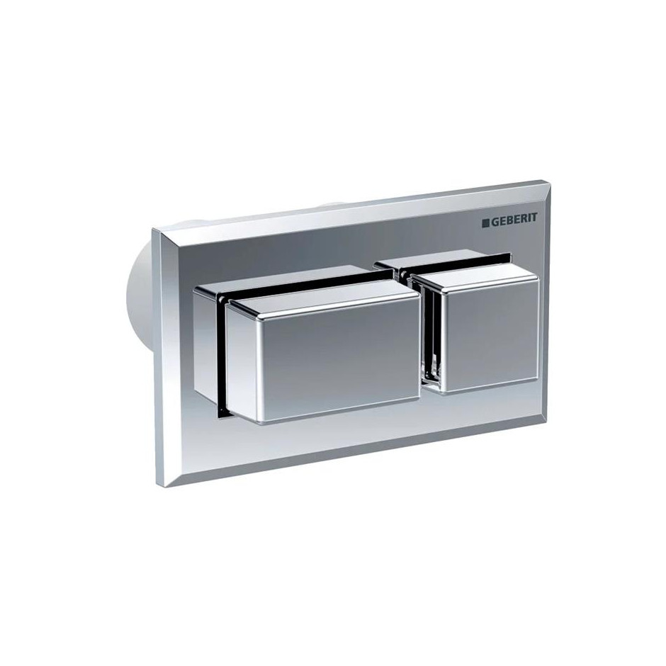 Geberit Pneumatyczny przycisk uruchamiający WC , kształt geometryczny, podtynkowy, dwudzielny, wypukły, Sigma 12cm, chrom - 818711_O1