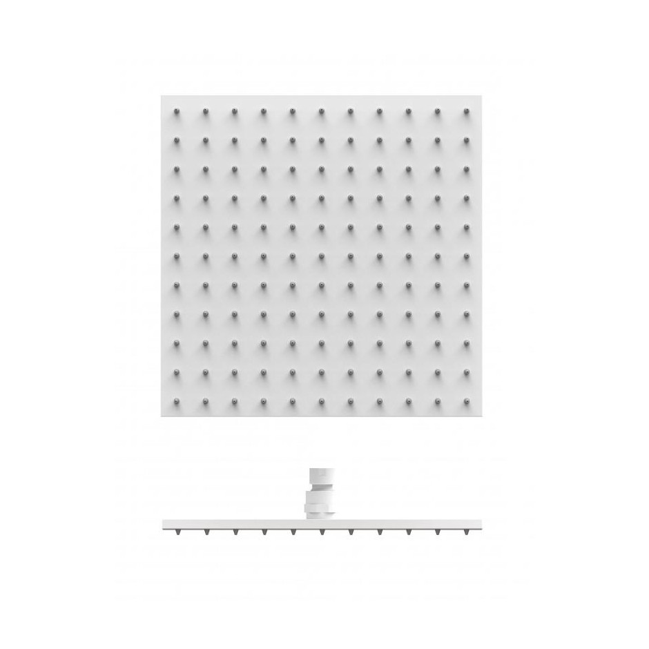 Tres Deszczownica sufitowa kwadratowa z kolankiem 30x30 cm biały mat - 824965_O1