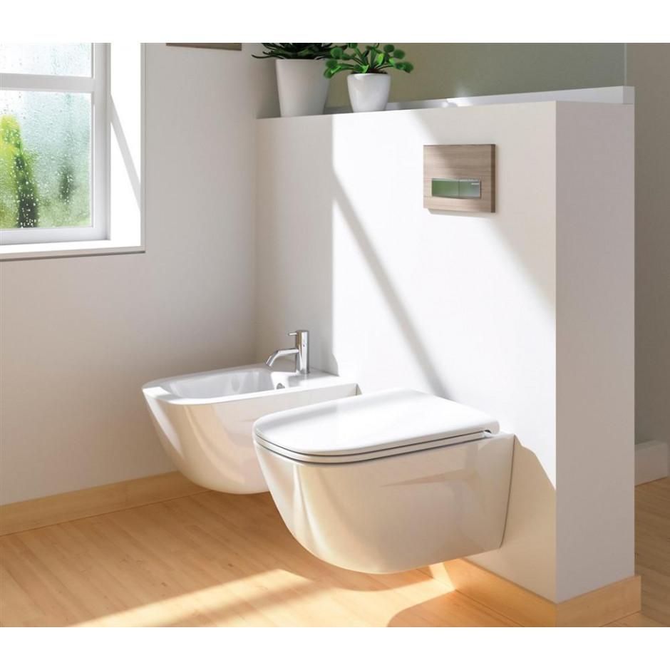 Catalano New Light Zestaw Miska WC wisząca bezrantowa z śrubami moc. z deską sedesową wolnoopadającą (1VSLIR00+5LIFRF00) - 528303_O1