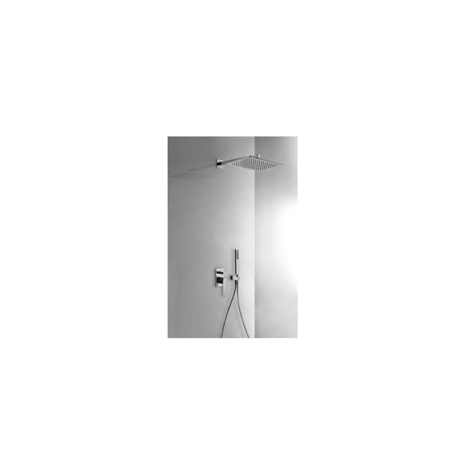 Tres Slim Exclusive kompletny zestaw prysznicowy podtynkowy deszczownica 320x220 mm czarny chrom - 525265_O1