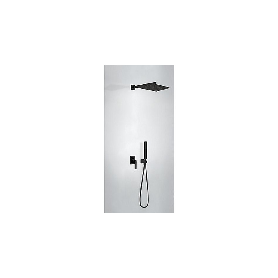 Tres Slim Exclusive kompletny zestaw prysznicowy podtynkowy deszczownica 320x220 mm czarny matowy - 756966_O1