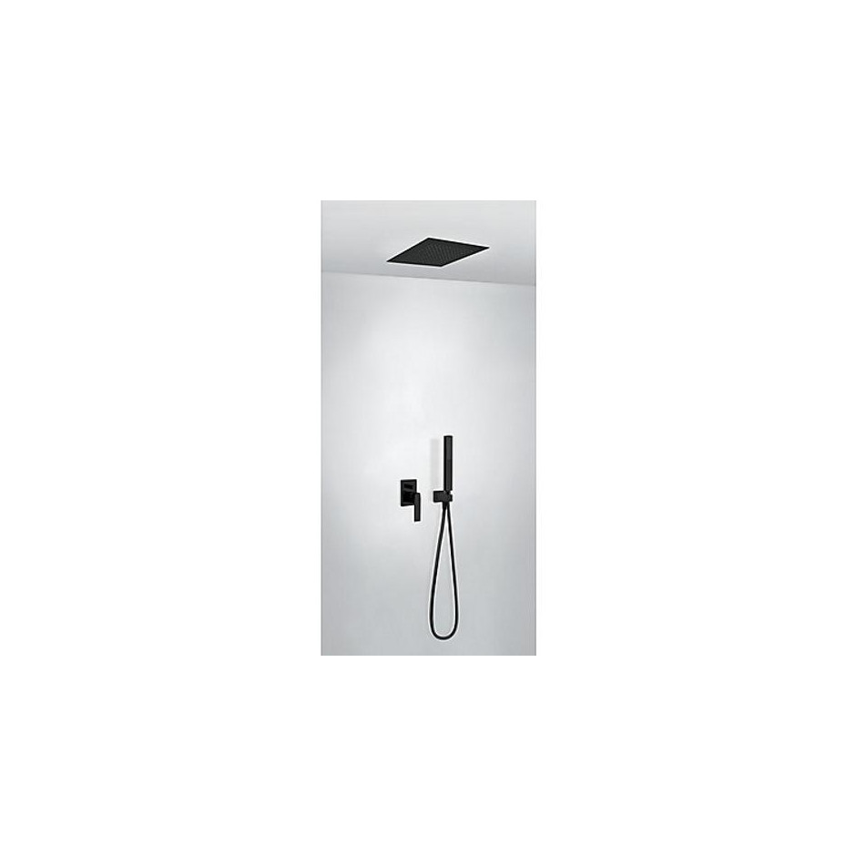 Tres Slim Exclusive kompletny zestaw prysznicowy podtynkowy deszczownica 380x380 mm czarny matowy - 742360_O1