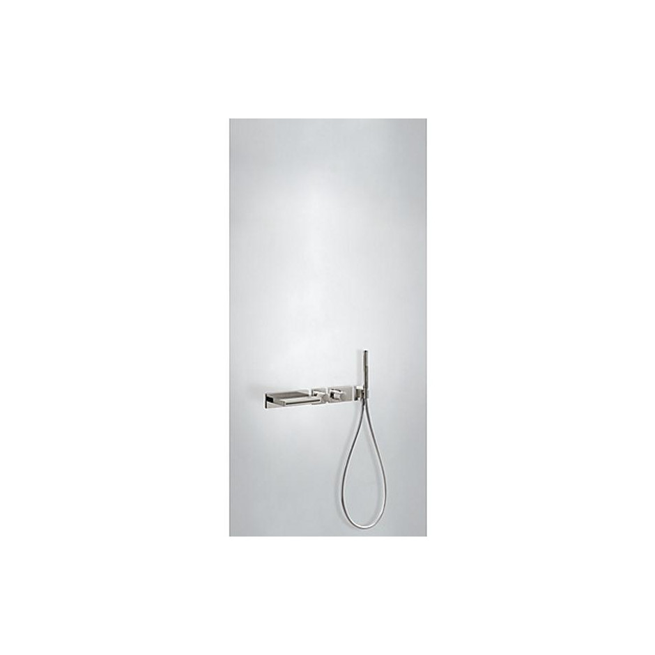Tres Block System kompletny zestaw wannowo-prysznicowy podtynkowy termostatyczny 2-drożny wylewka kaskada stalowy - 740240_O1
