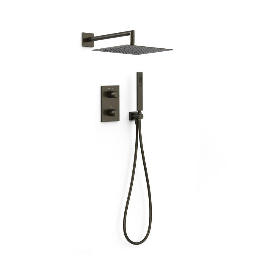 Tres Therm-Box Zestaw prysznicowy podtynkowy z termostatem i deszczownicą Czarny brąz - 862710_O1