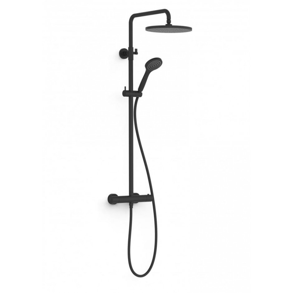 Tres Black Showers Zestaw termostatyczny natryskowy natynkowy deszczownica 25 Czarny mat - 834092_O1