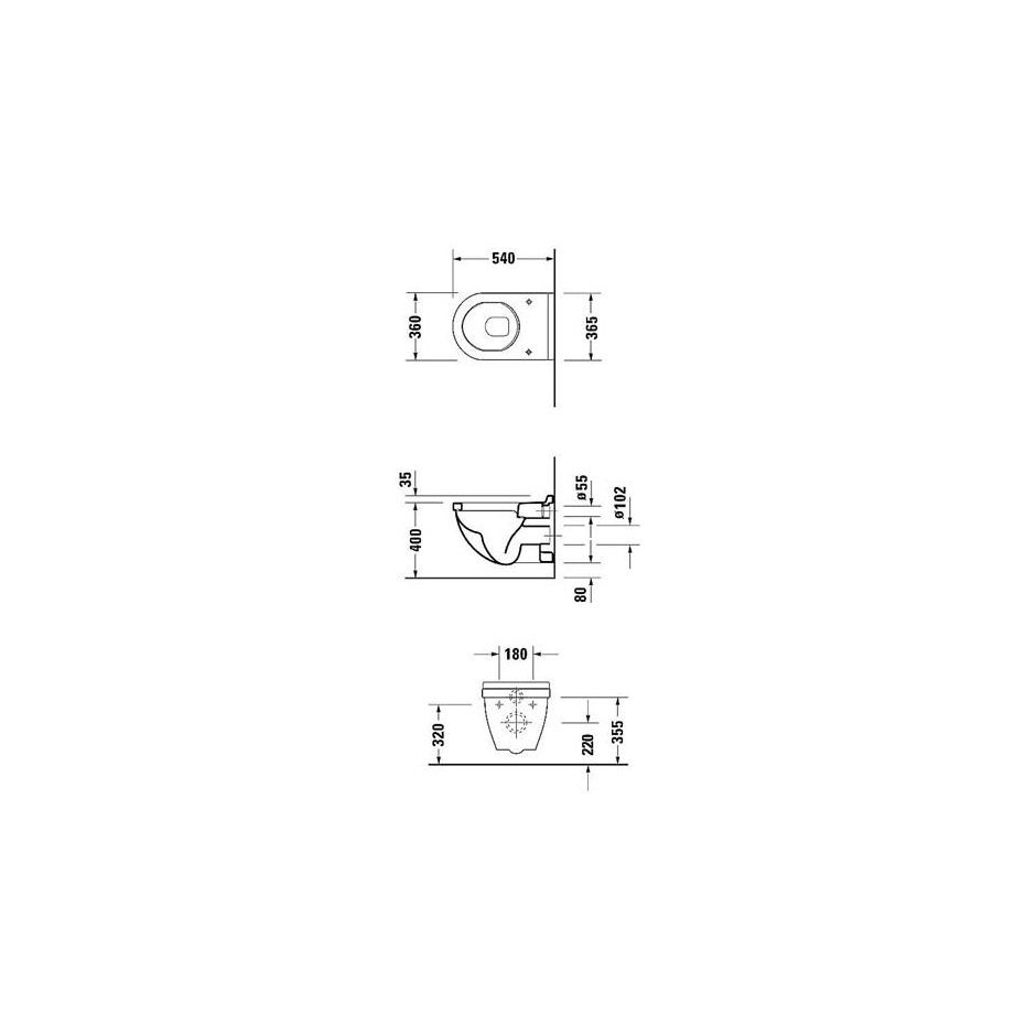 Duravit Starck 3 zestaw miska WC wisząca 54cm biała (ukryte mocowania) z deską wolnoopadającą (2225090000+0063890000) - 436301_T1