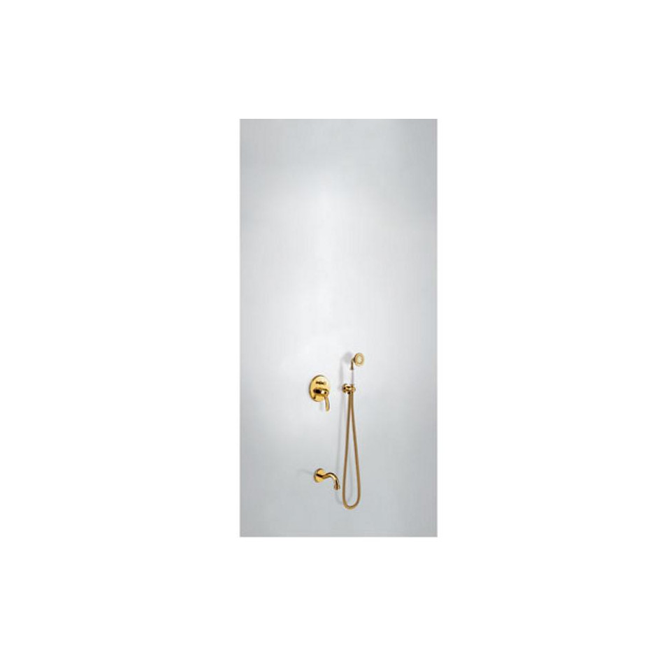 Tres Mono-Clasic kompletny zestaw wannowo-prysznicowy podtynkowy z wylewką złoty - 756066_O1