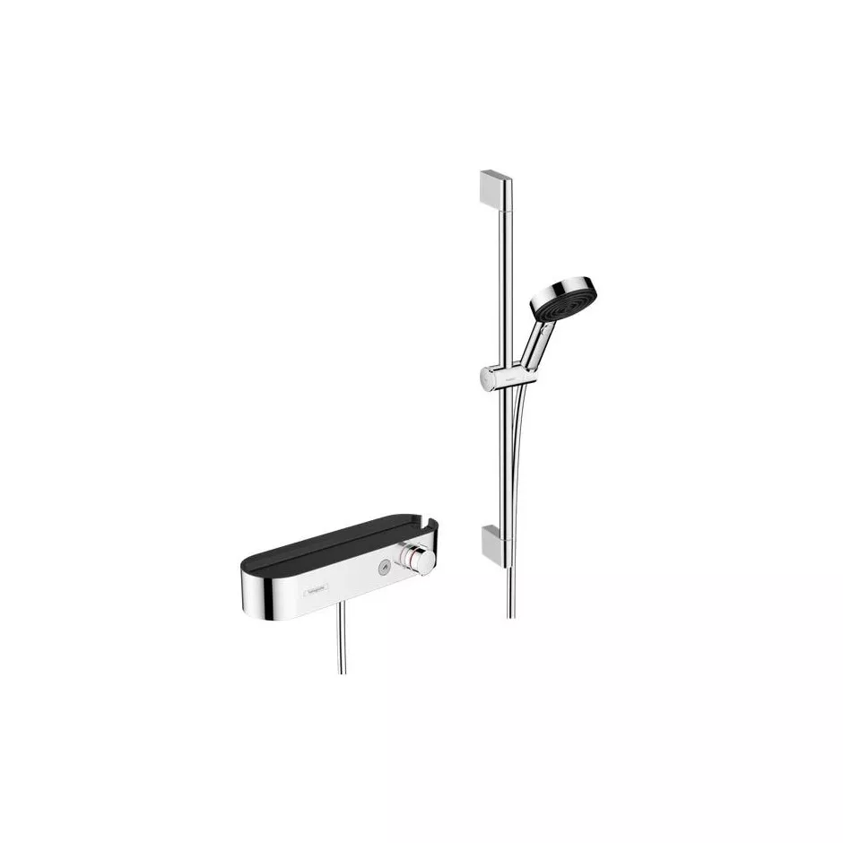 Hansgrohe Pulsify Select System prysznicowy 105 3jet Relaxation z główką prysznicową, baterią termostatyczną prysznicową, drążkiem 65 cm, suwakiem i wężem chrom - 828649_O1
