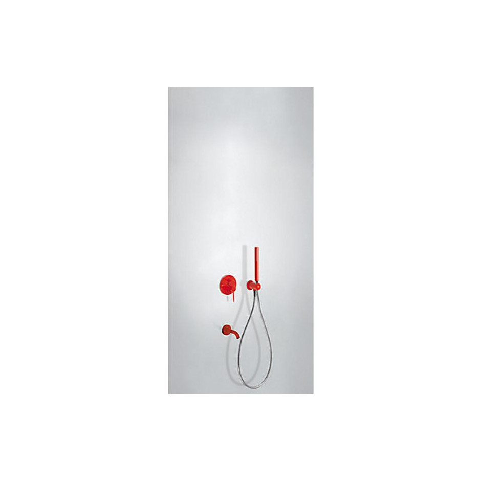 Tres Study Colors kompletny zestaw wannowo-prysznicowy podtynkowy z wylewką czerwony - 612916_O1