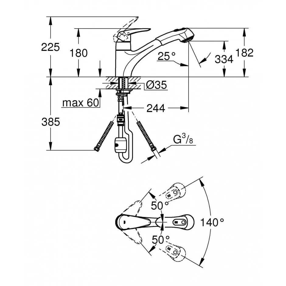 Grohe Eurodisc bateria kuchenna, zlewozmywakowa W/W chrom - 18870_T1
