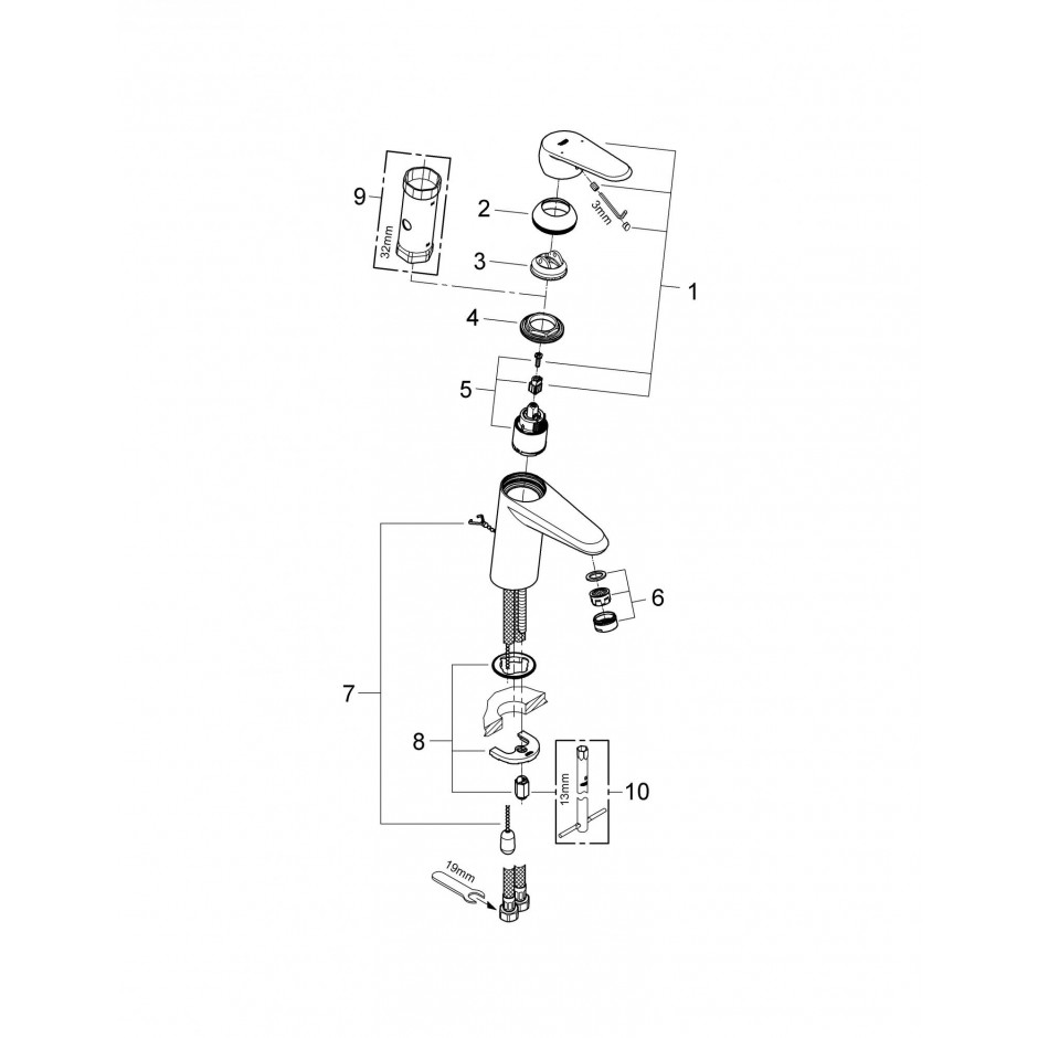 Grohe Eurodisc Cosmopolitan bateria umywalkowa z łańc. chrom - 458414_T2