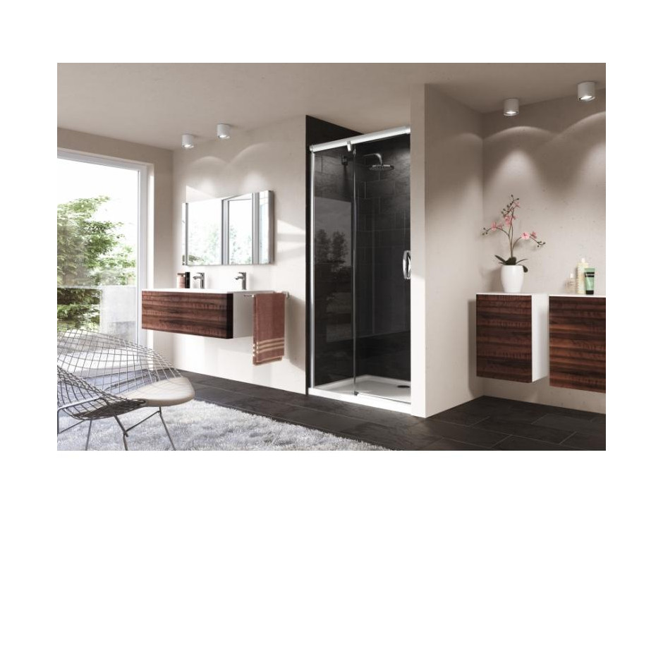 HUPPE AURA Elegance drzwi suwane lewe 100 x 200 cm 1-częściowe ze stałym segmentem chrom eloxal /Soft-Open/Soft-Close - 744828_O1