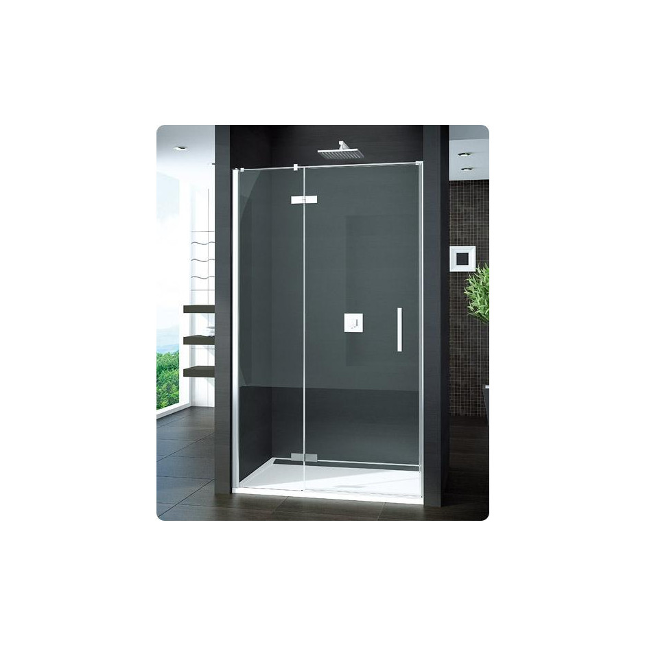 SanSwiss Pur drzwi jednoczęściowe ze ścianką stałą w linii z profilem przyściennym 120 cm prawa profil chrom, szkło przezroczyste