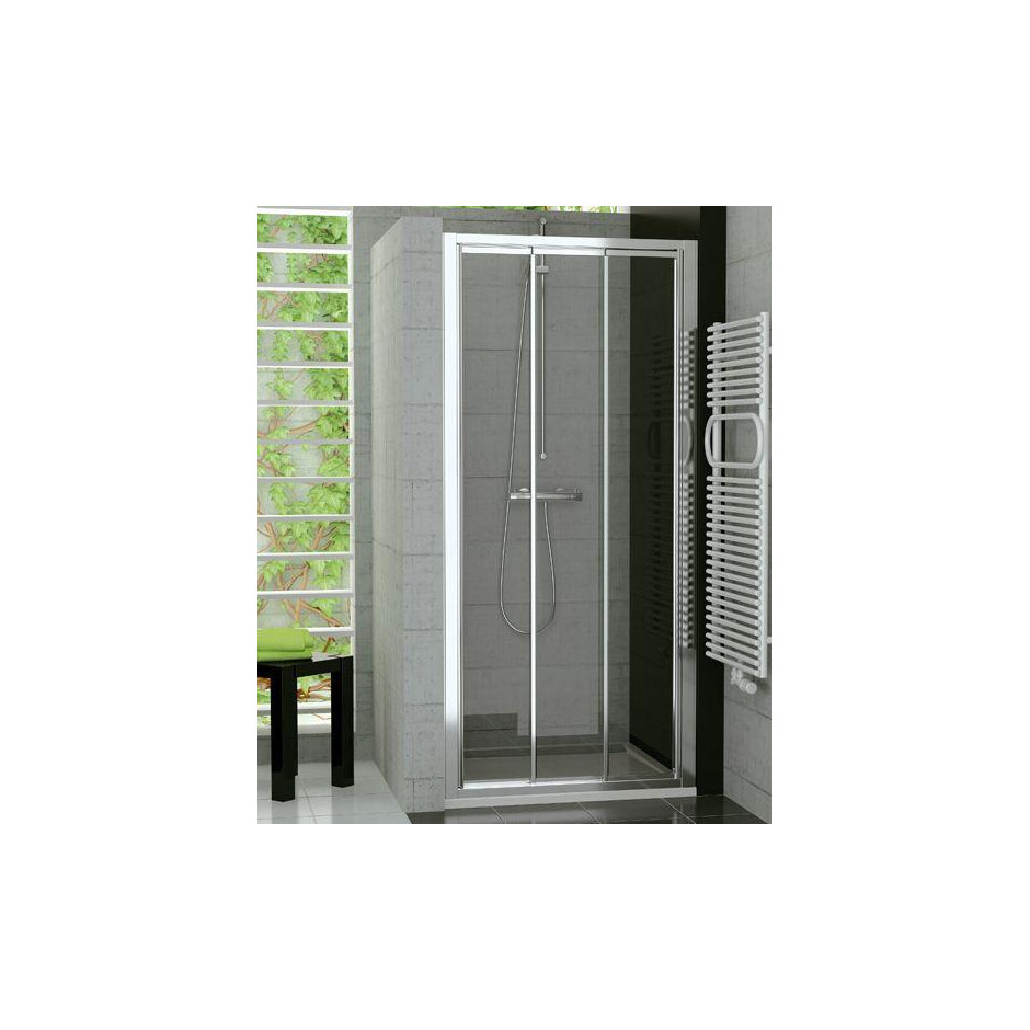 SanSwiss Top-Line drzwi przesuwane trzyczęściowe 80 cm profil srebrny mat, szkło przezroczyste