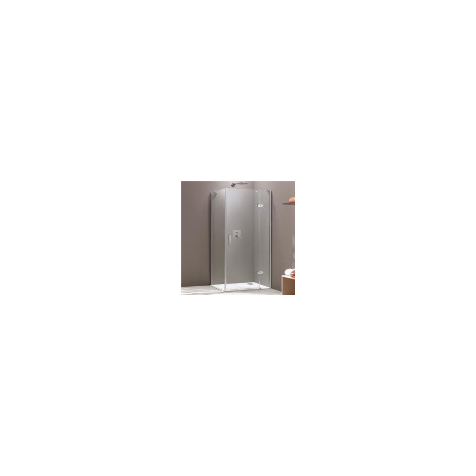 Huppe Aura Elegance 4-kąt, Drzwi skrzydłowe ze stałym segmentem do ścianki bocznej, szer.900mm, wys.1900mm -mocowanie prawe, szkło przezroczyste Anti-Plaque