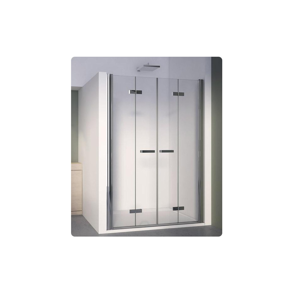 SanSwiss Swing-Line F wejście narożne z drzwiami dwuczęściowymi składanymi 100 cm prawa profil srebrny mat, szkło przezroczyste