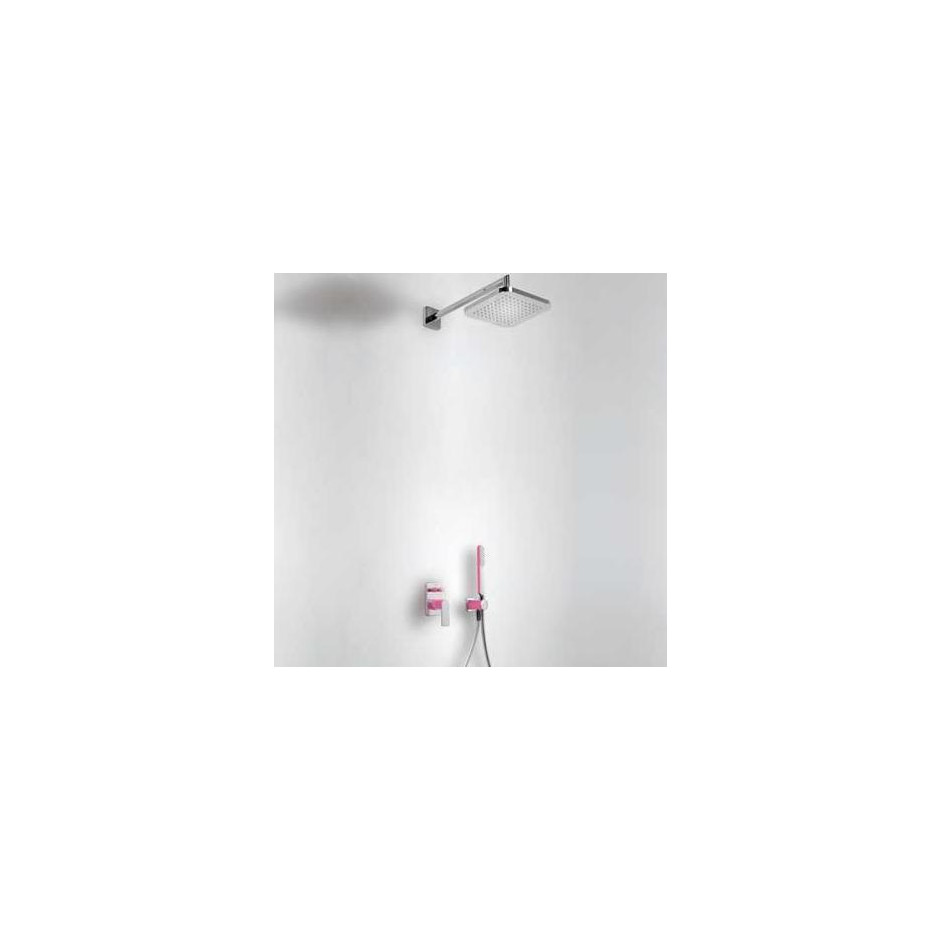 Tres Loft-Colors kompletny zestaw prysznicowy podtynkowy deszczownica 220x220 mm fuksja chrom
