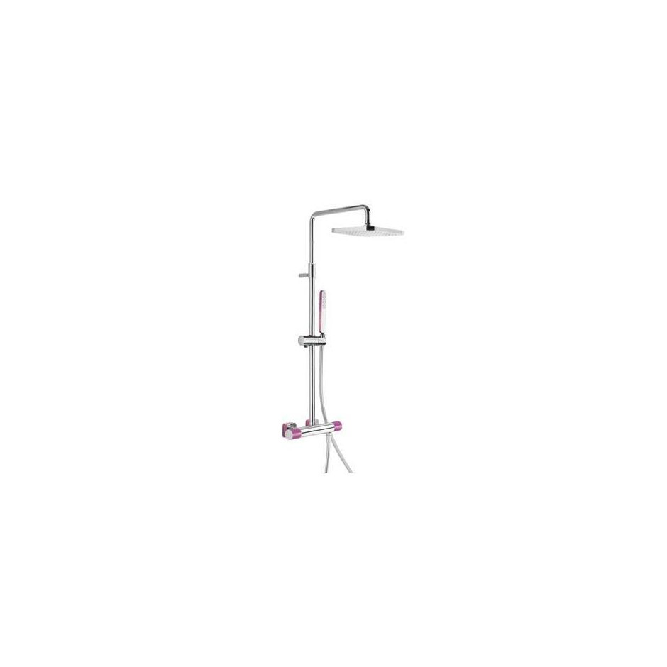 Tres Loft-Colors kompletny zestaw prysznicowy natynkowy termostatyczny deszczownica 220x220 mm fioletowy chrom