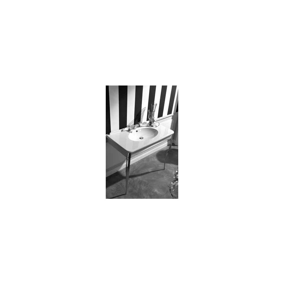 Kerasan Retro umywalka stojąca z dwoma nogami chrom 100x55 biała